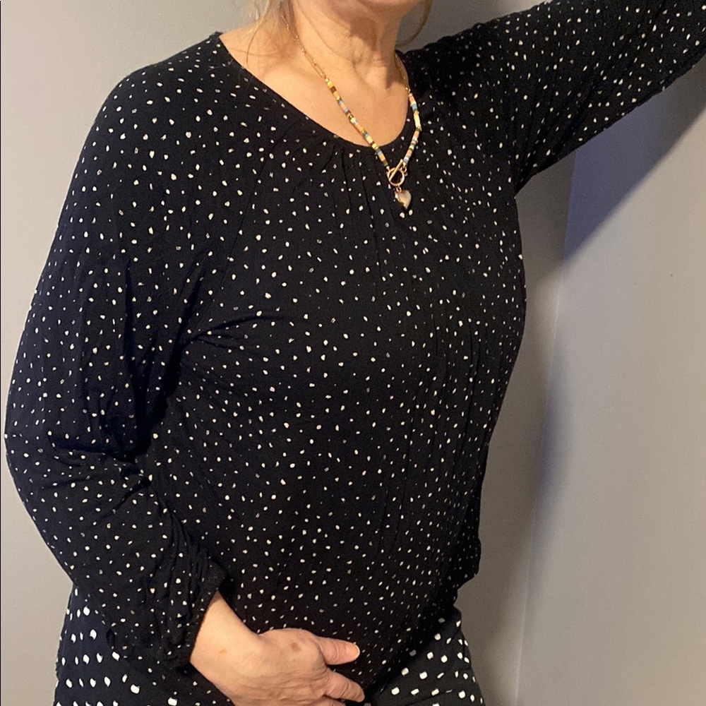 Black Polka Dot Women's Top